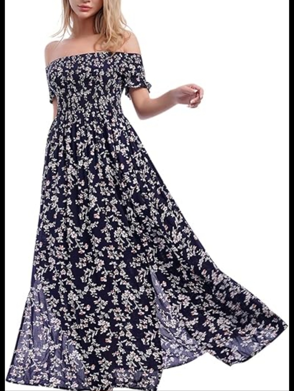 Women’s Navy Floral Maxi Skirt - Elegant Summer Style